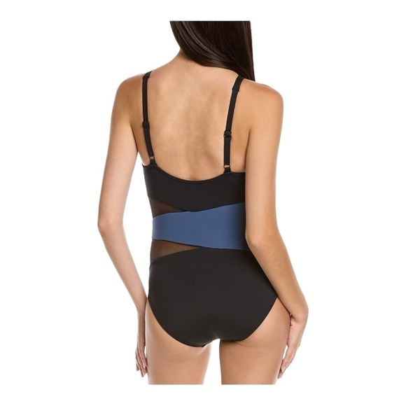 Coco Reef Keepsake Level Color-Block Mesh One-Piece Black/Blue NWT - Picture 3 of 6